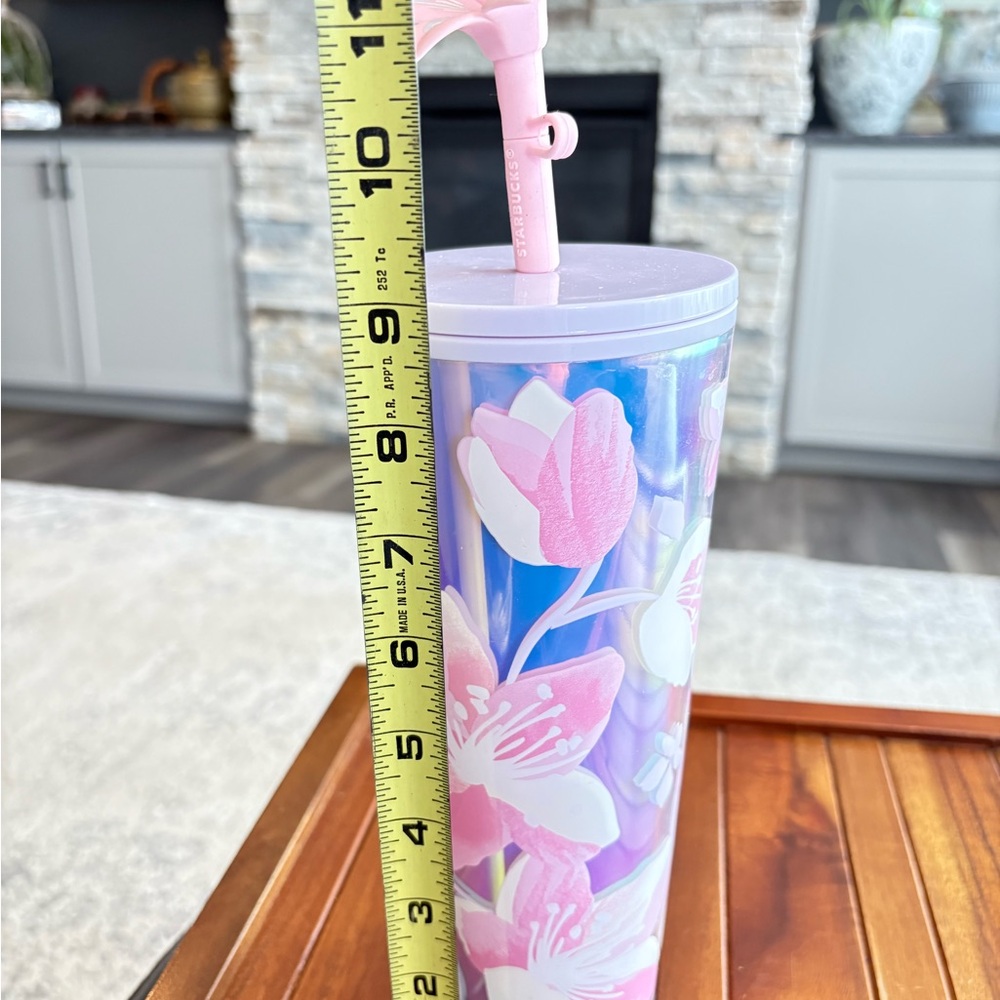 Starbucks Cherry Blossom Cold Cup 24 Oz Tumbler with Silicone Flower Topper - Picture 5 of 5